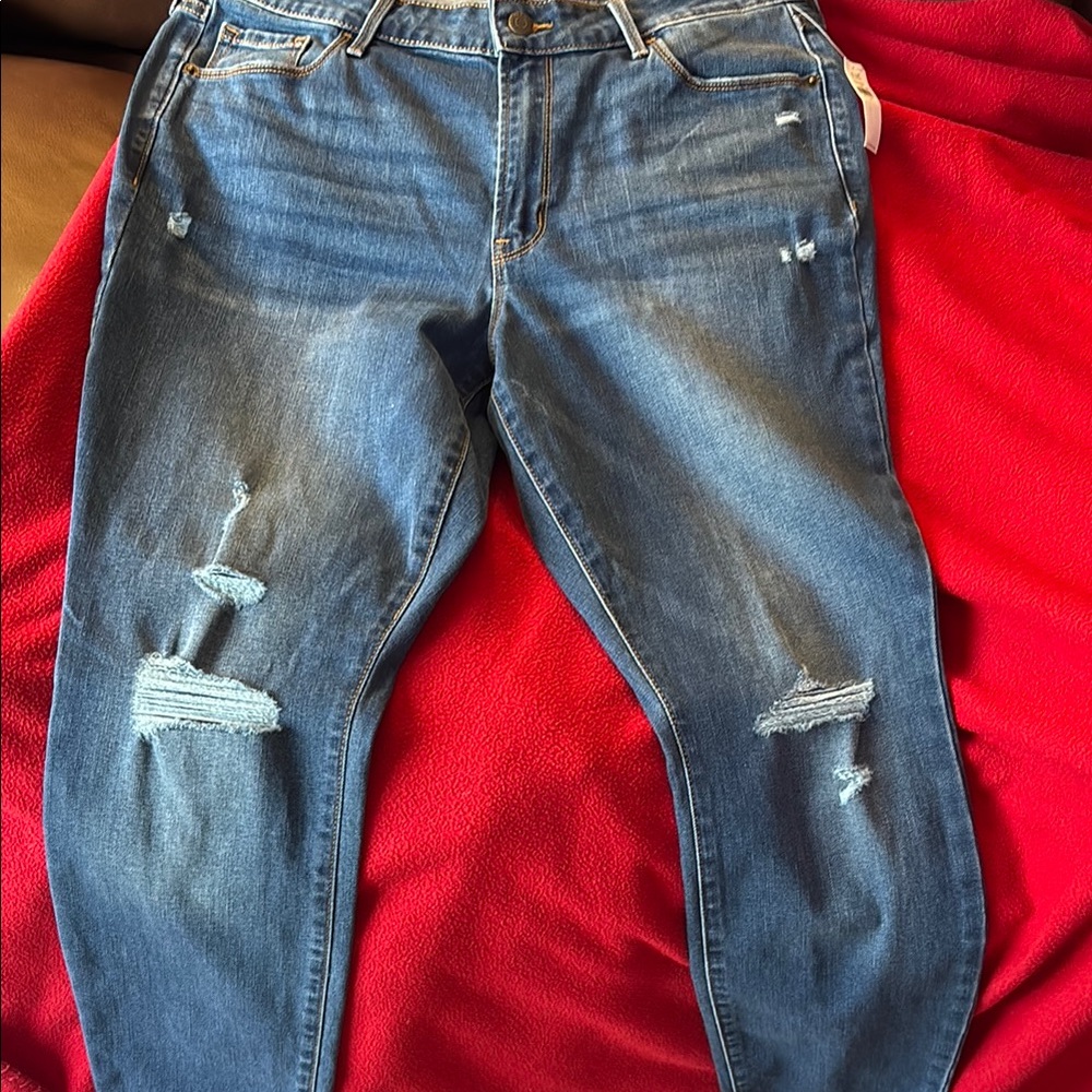 Old Navy Blue Boyfriend Jeans Distressed Casual